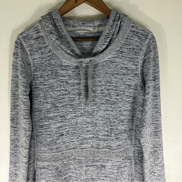 Athleta Techie Sweat Popover Dress Drawstring Hoodie Flint Heather Grey Small - Picture 5 of 11